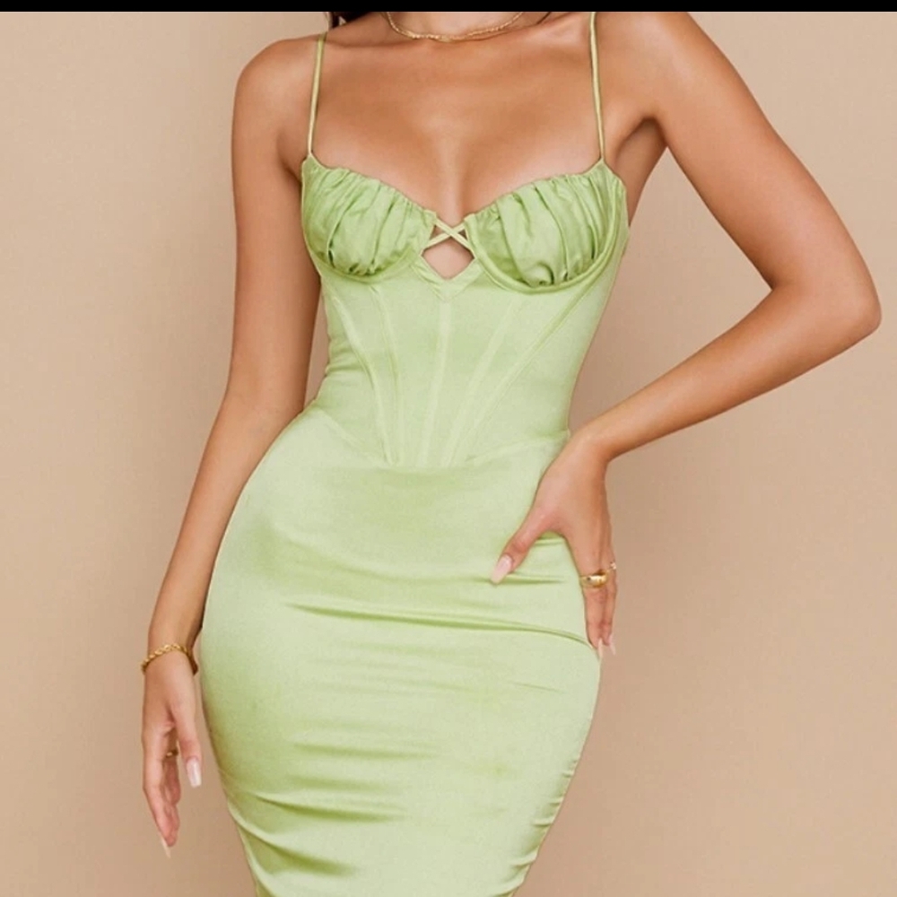 House of CB Strapless Lime Dress